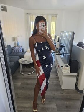 Star-Spangled Navy & Red Slip Dress 250 Years Independence Day Patriotic